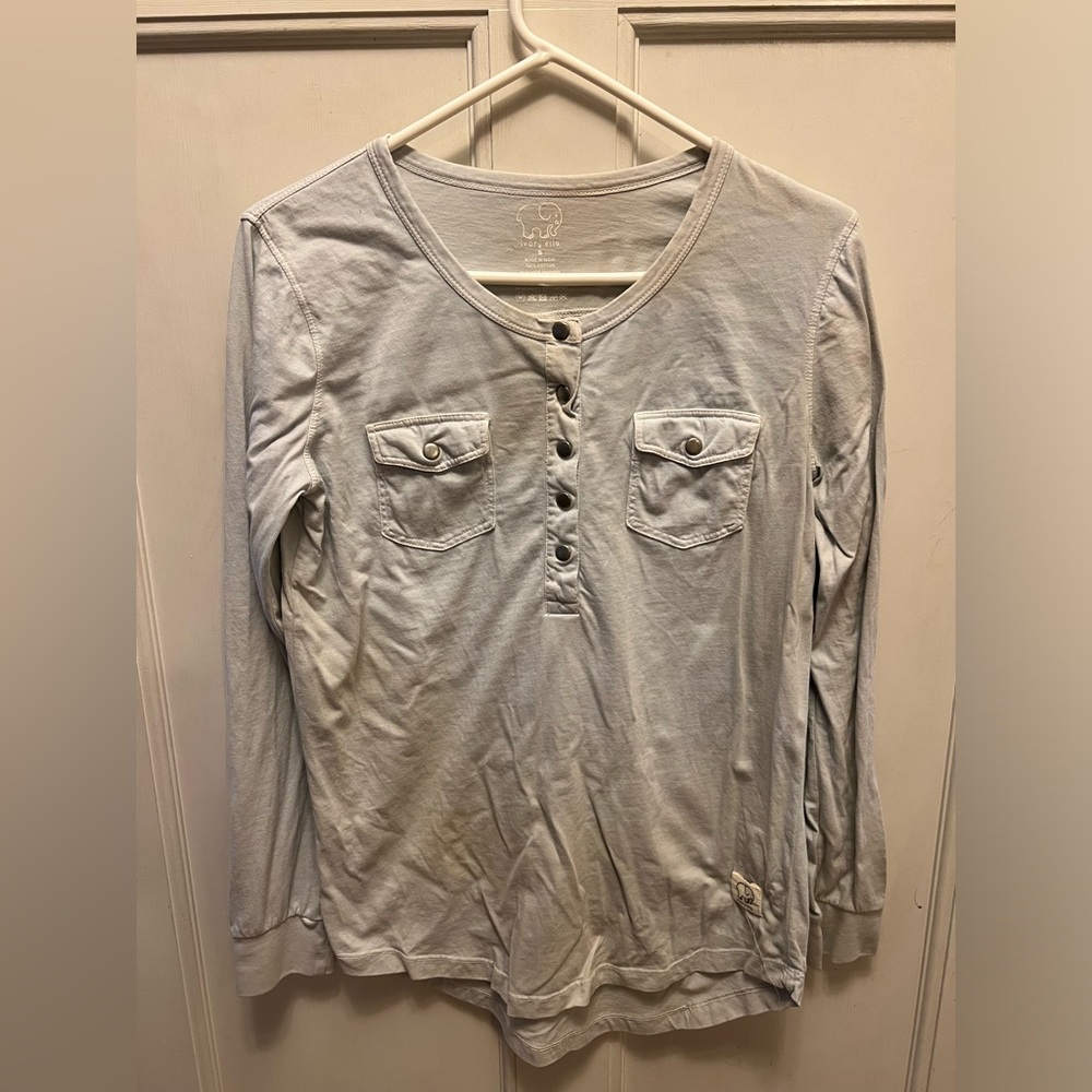 Ivory Ella Gray Henley Top